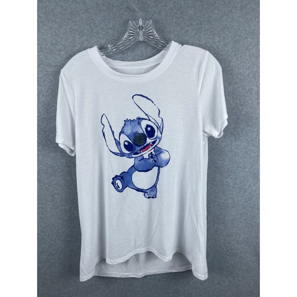 Disney Lilo & Stitch Shirt Women's XL White Short Sleeve Cartoon Nerdcore